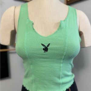 PLAYBOY by PacSun Green Ribbed Tank